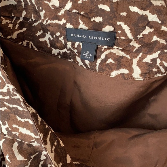 Silk Brown & White Abstract Floral Bell Skirt - Picture 6 of 10